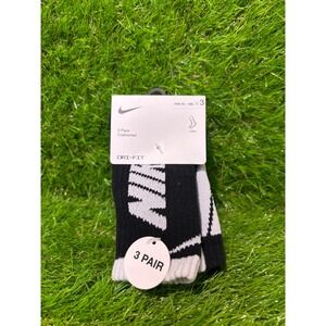 Nike Kids Crew Socks 3 Pack Dri-Fit Cushioned YTH 7C-10C Black White